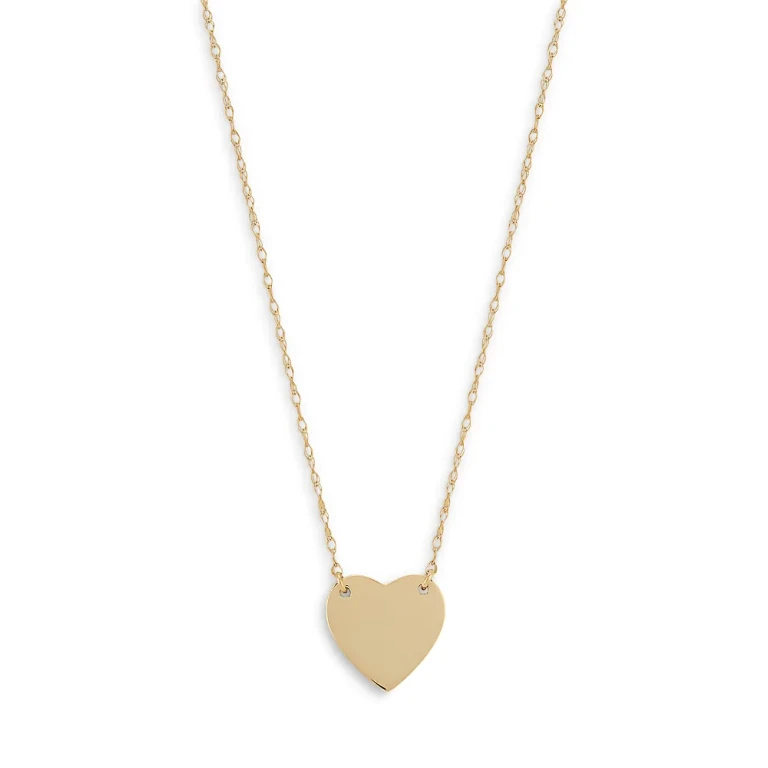 14K Yellow Gold Heart Pendant Necklace, 16-18