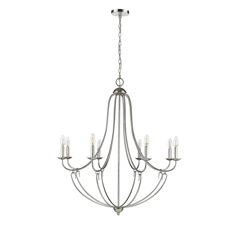 Polished Nickel Eight Light Chandelier from the Eisley Collection