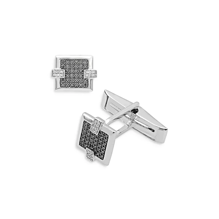 Bloomingdales Black & White Diamond Cufflinks in 14K White Gold