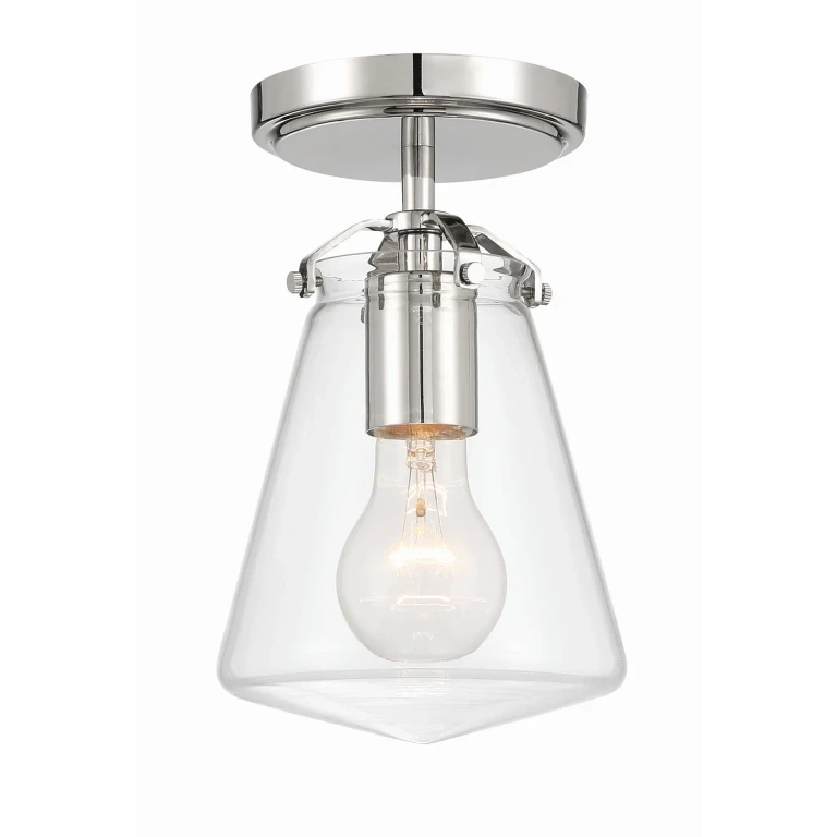 Voss 1-Light Semi-Flush Mount in Polished Nickel