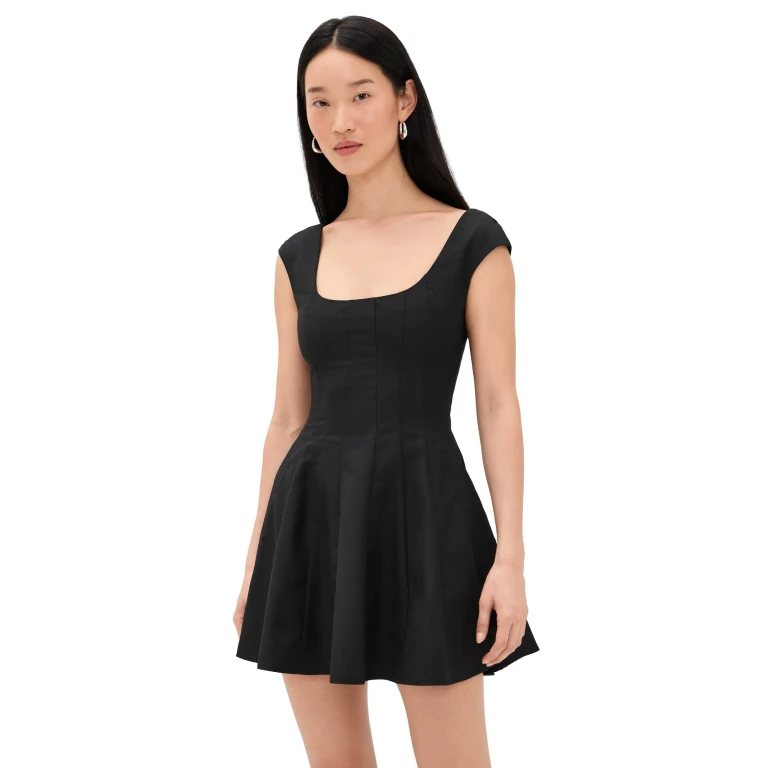 GUIZIO Leila Twill Mini Dress Ivory XS