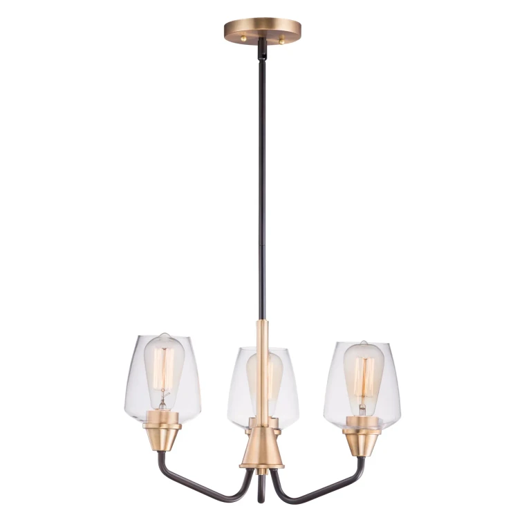 Maxim Goblet 3-Light Mini Chandelier in Bronze and Antique Brass - 26124CLBZAB