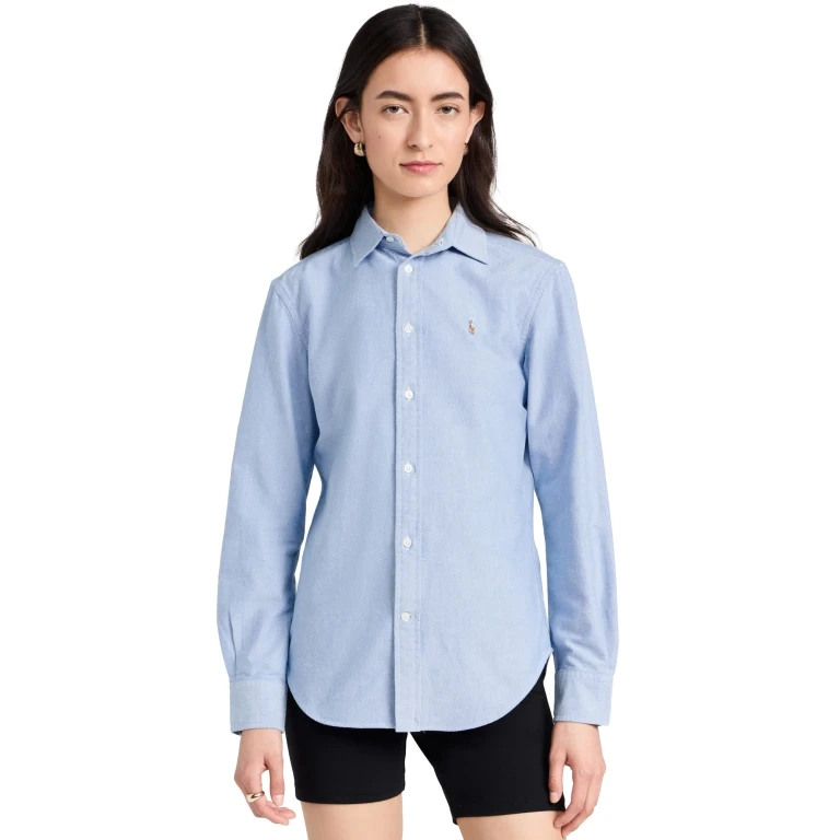 Polo Ralph Lauren Cotton Oxford Long Sleeve Button Down Harbor Island Blue/White
