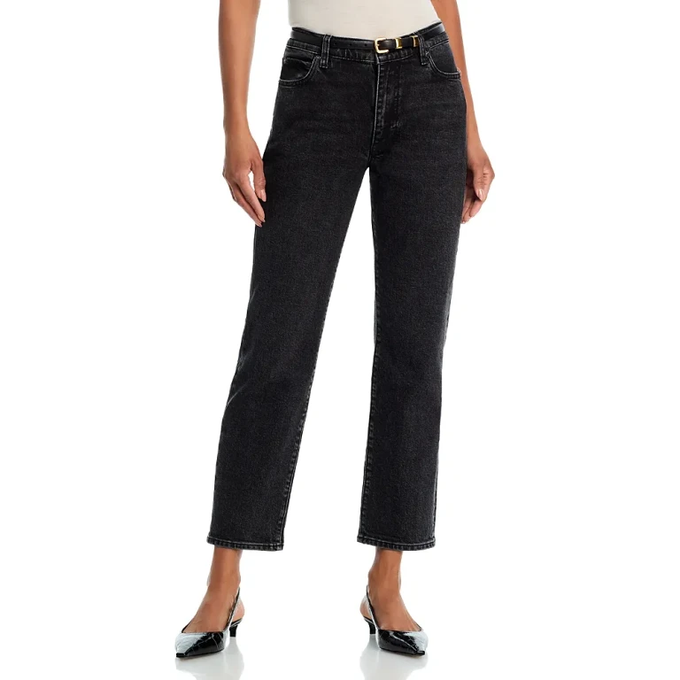 Frame The Borrowed High Rise Ankle Slim Straight Jeans in Deco