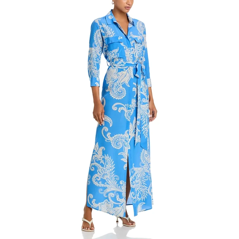 L'Agence Cameron Silk Long Shirt Dress