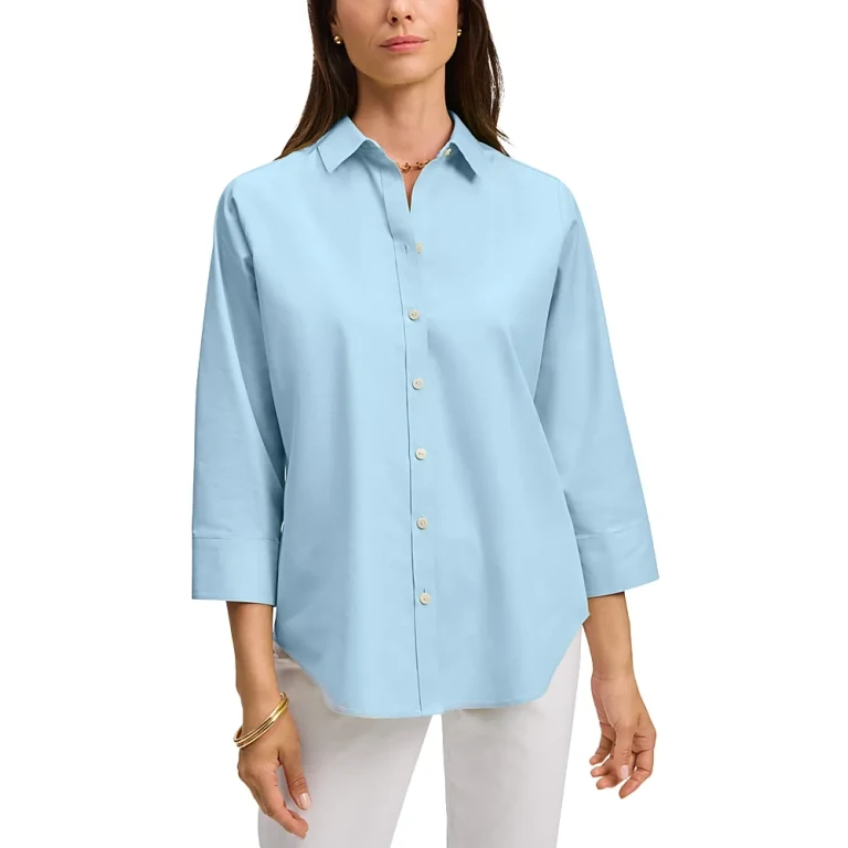 Foxcroft Margie 3/4 Sleeved Pinpoint Oxford Shirt