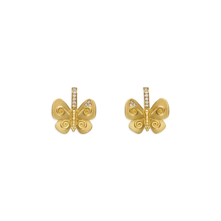 Temple St. Clair 18K Yellow Gold Diamond Butterfly Earrings