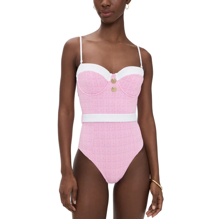 L'AGENCE Amie Colorblock Chic One Piece Swim Suit Blush L