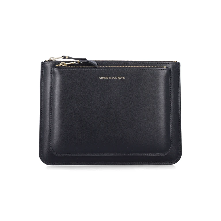 Comme Des Garçons Wallet Zip Pocket Pouch Black Leather - Unisex