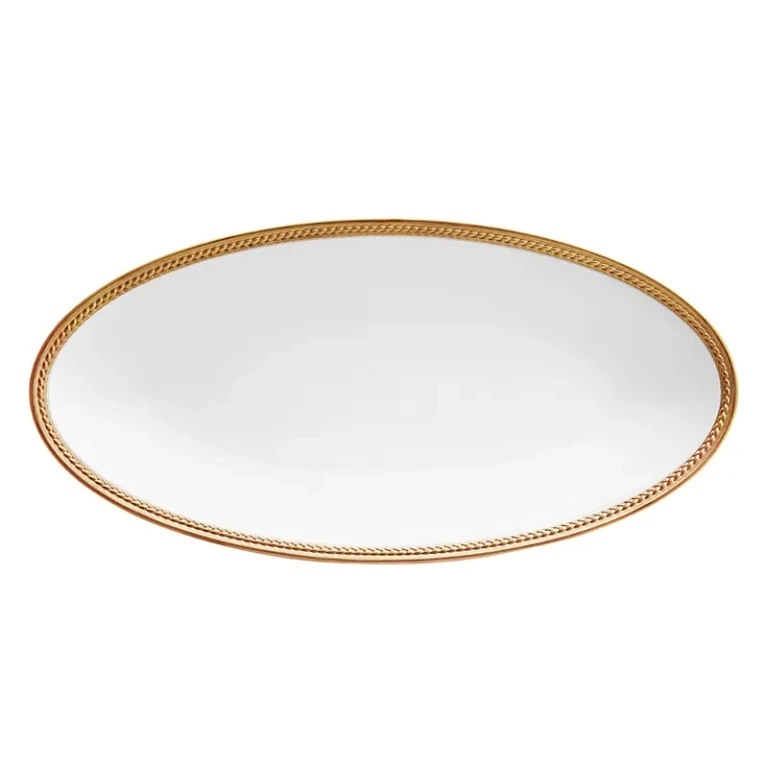 L'Objet Soie Tresse Gold Oval Platter, Small