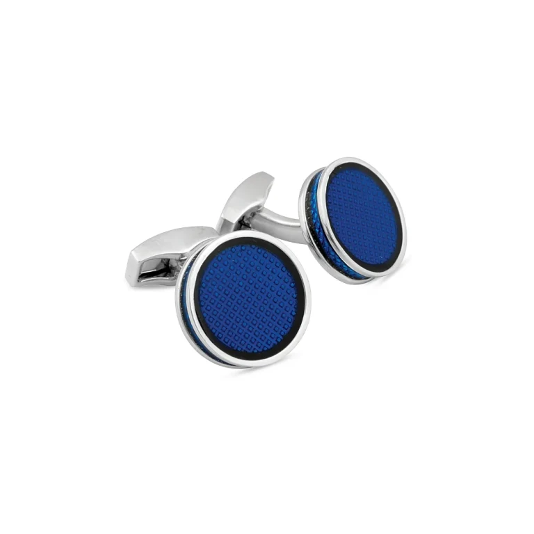 Tateossian Palladium Enamel Round Cufflinks