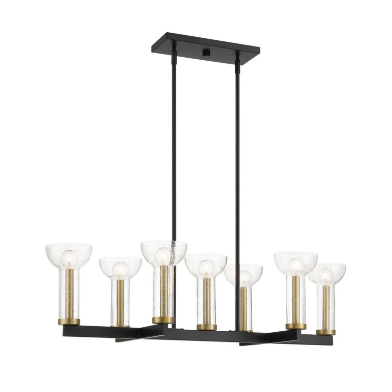 Matte Black Seven Light Island Pendant from the Nova Collection