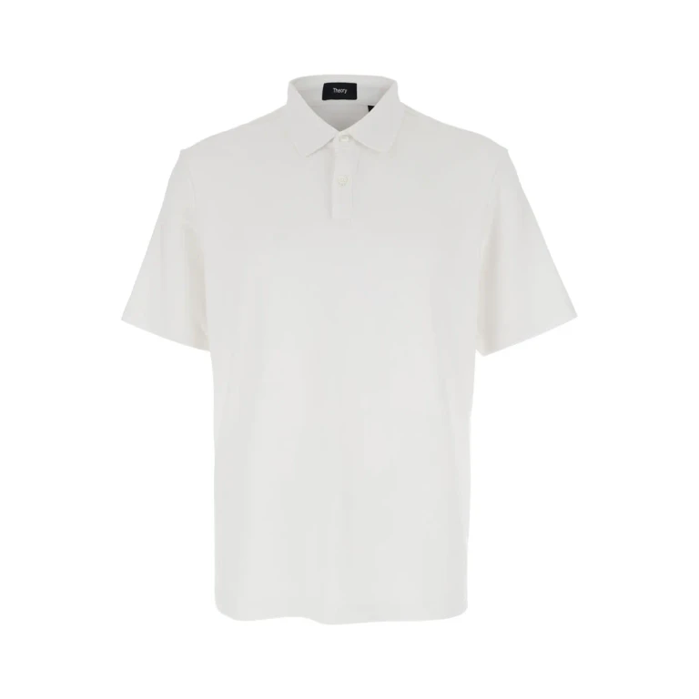 Theory White Polo Shirt With Button Closure In Cotton Man