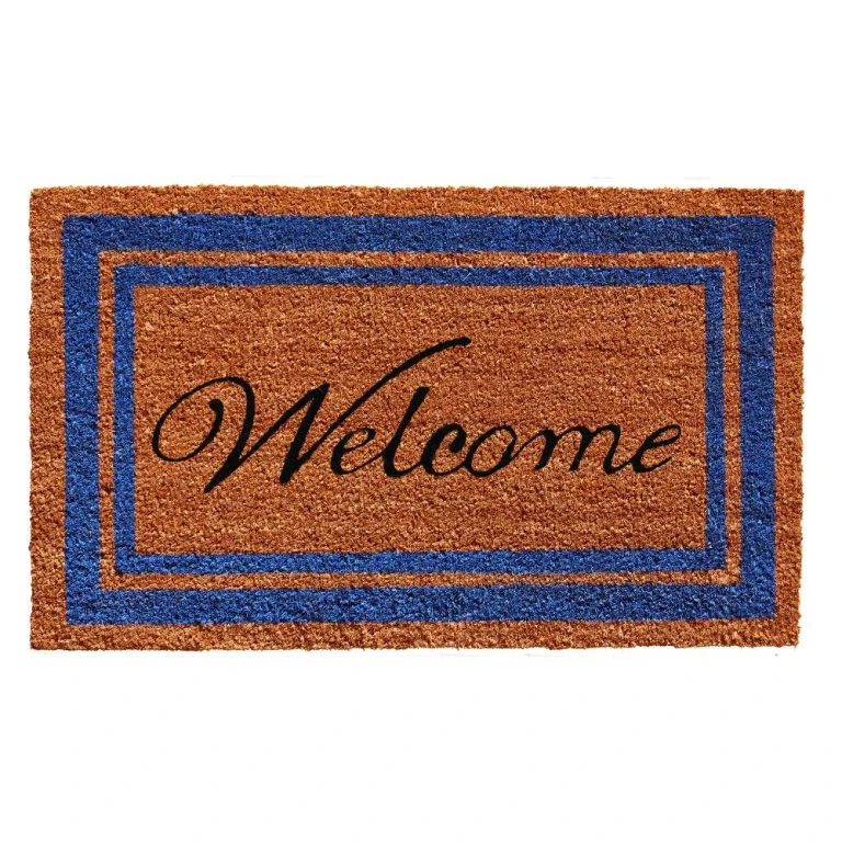 Blue Border Welcome Doormat