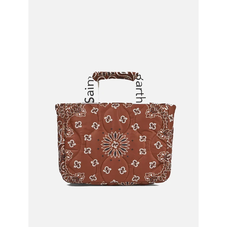 Mc2 Saint Barth Puffer Handbag With Bandanna Print Brown Bag - Unisex