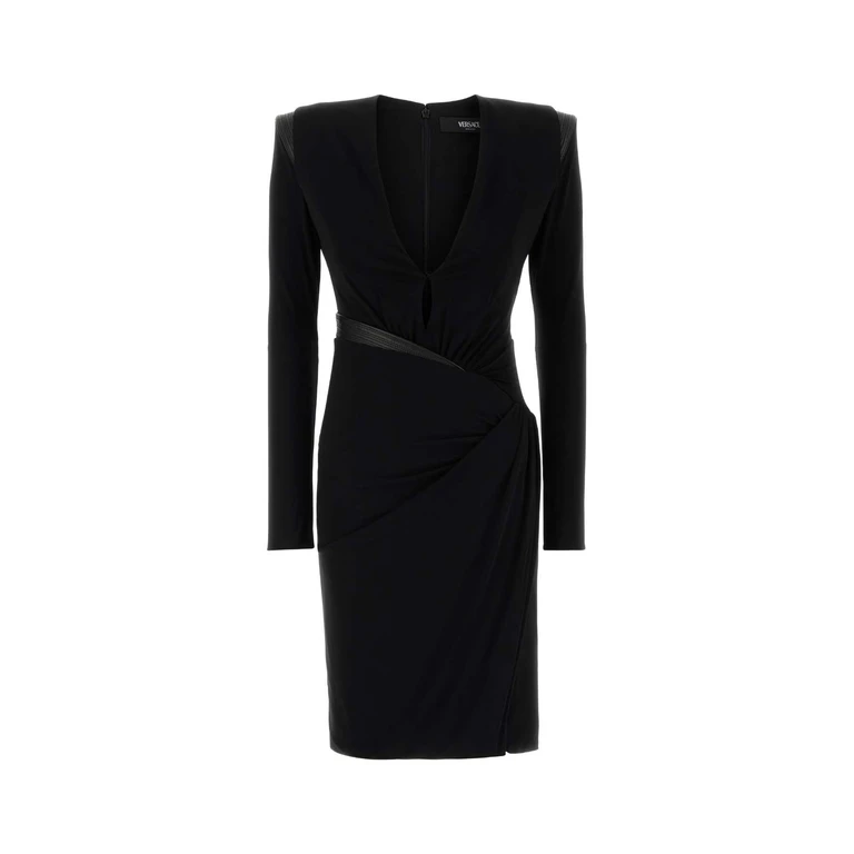 Versace Black Crepe Dress 1.outer Fabric:elastane Abiti - Women