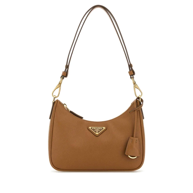 Caramel Leather Mini Prada Re-edition Shoulder Bag