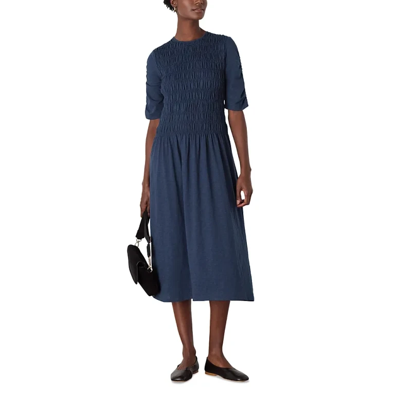 Whistles Jersey Shirred Midi Dress