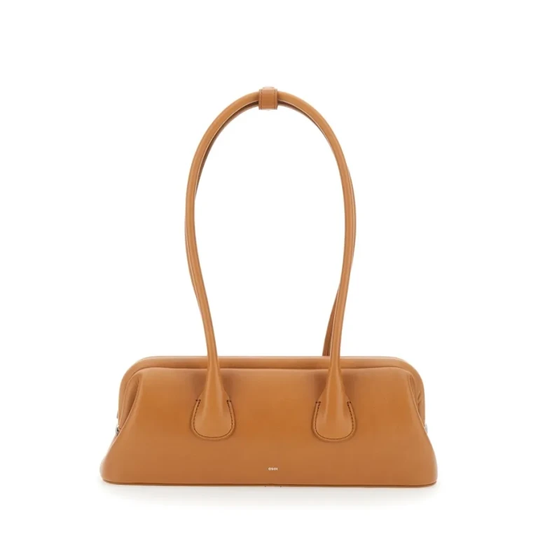 OSOI Shoulder Bag boat Wide Mini With Round Handles In Brown Leather For Women