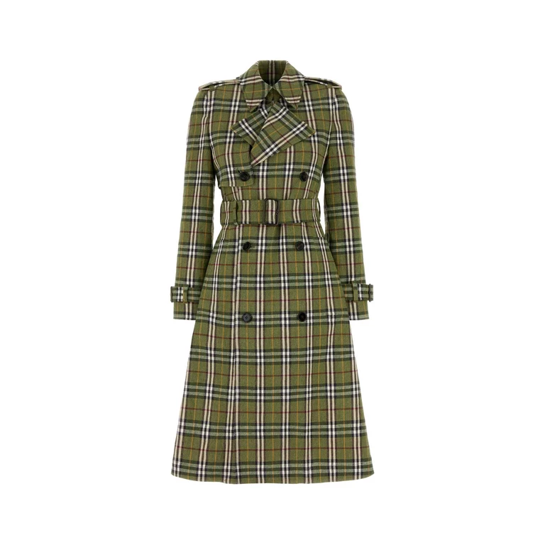 Burberry Embroidered Stretch Linen Trench Coat Caperipcheck Exterior: Elastane - Women