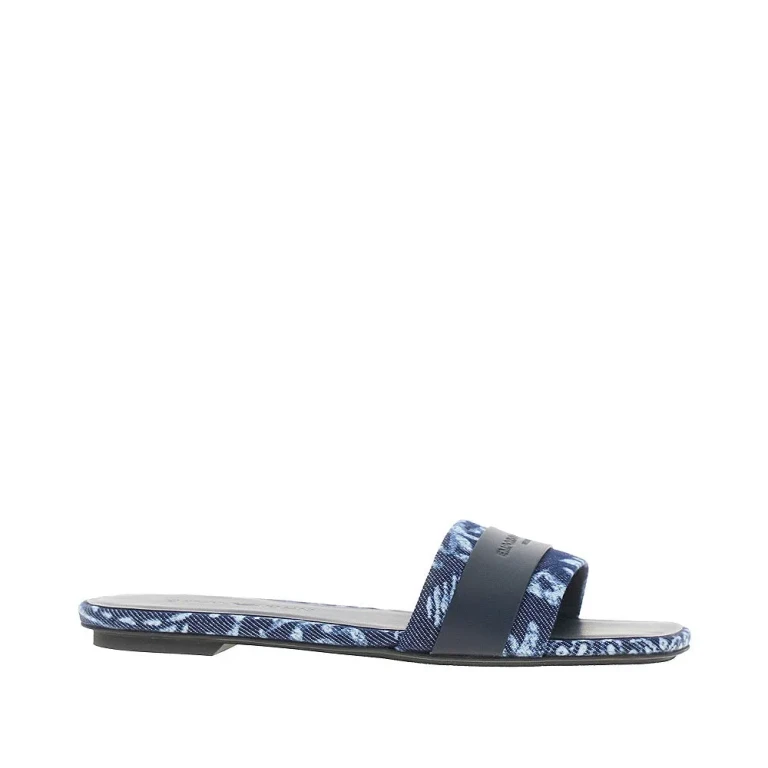EMPORIO ARMANI Canvas slides with jacquard Bandana motif Woman 36
