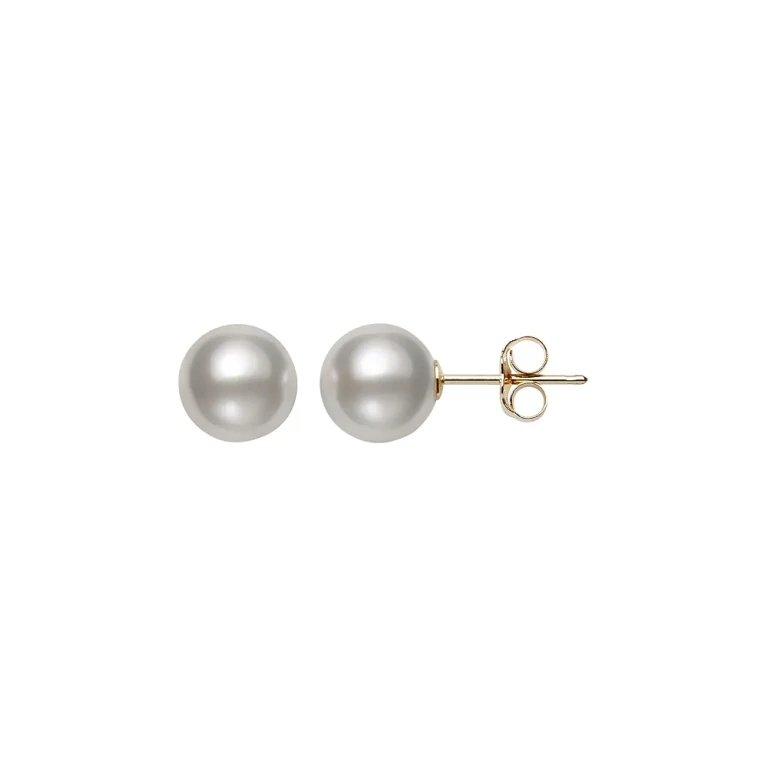 Akoya Cultured Pearl Stud Earrings in 14K Yellow Gold