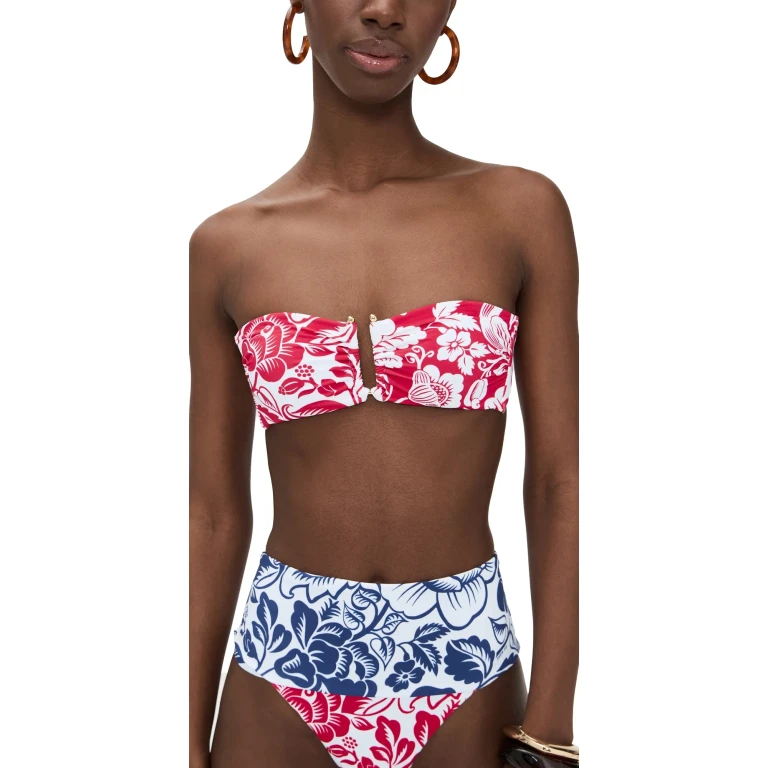 FARM Rio Cashew and Birds Bandeau Bikini Top Cashew And Birds Red XS
