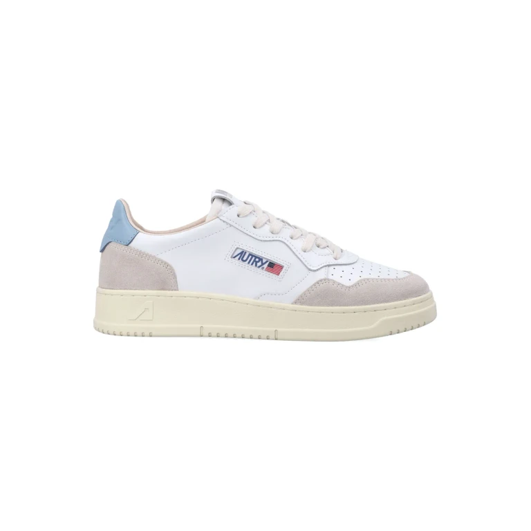 Autry Medalist Low White & Forget Me Not Suede Sneakers