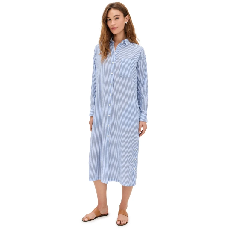Alex Mill Kerry Shirtdress In Seersucker Stripe Blue/White M
