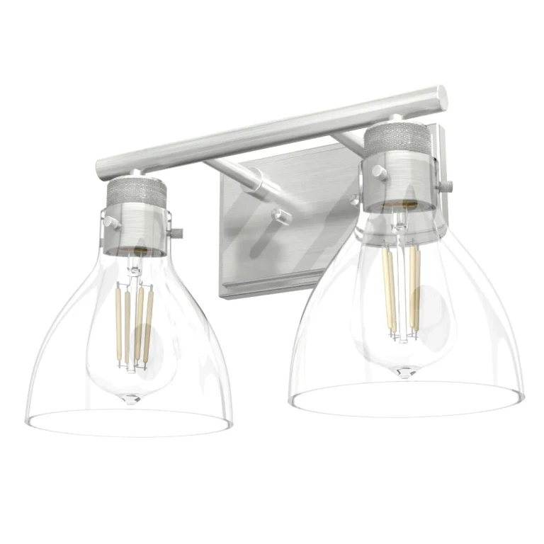 Brushed Nickel Two Light Vanity from the Van Nuys Collection