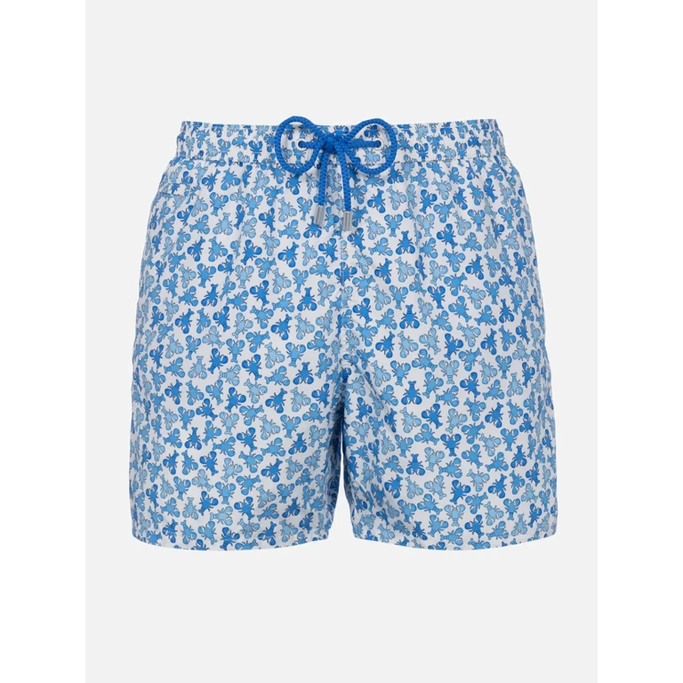 MC2 Saint Barth Lighting Micro Fantasy White Lobster Print Swim Shorts