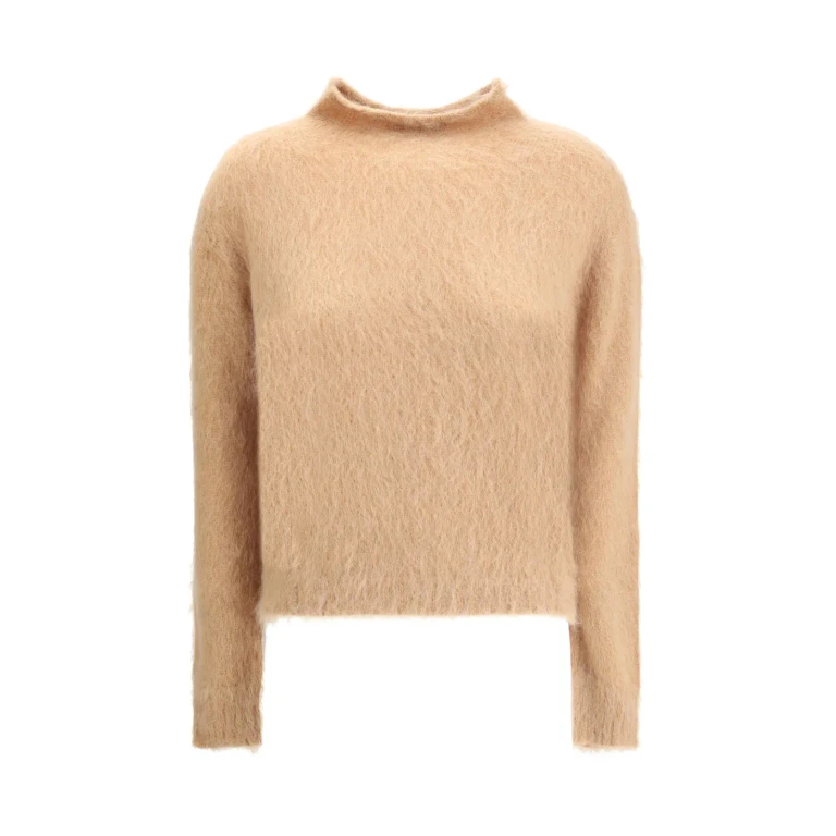 Max Mara Studio Turtleneck Sweater In Brushed Mohair-blend Yarn