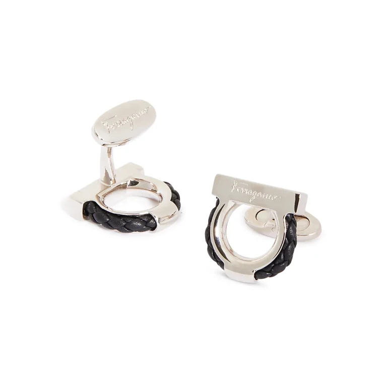 Salvatore Ferragamo Gancini Leather Rope Cufflinks