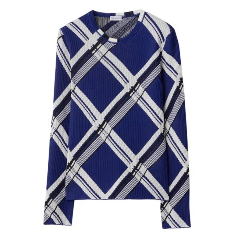 Burberry Check Jacquard Silk Sweater