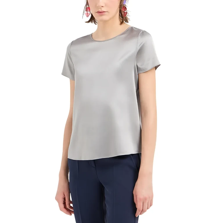 Emporio Armani Short Sleeve Blouse in Stretch Silk