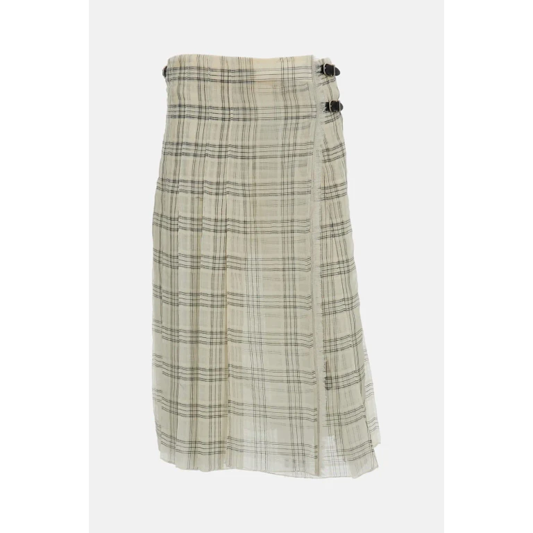 Tartan Cotton and Silk Midi Skirt with Buckle (SS26SK03TT0081B008)