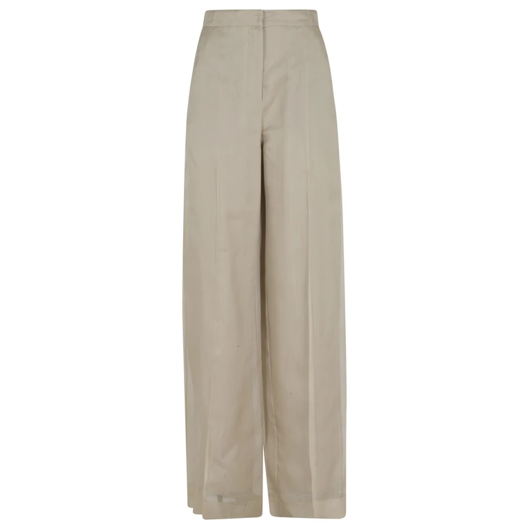 Max Mara Pianoforte Olivi Nude & Neutrals Seta Pantaloni - Women