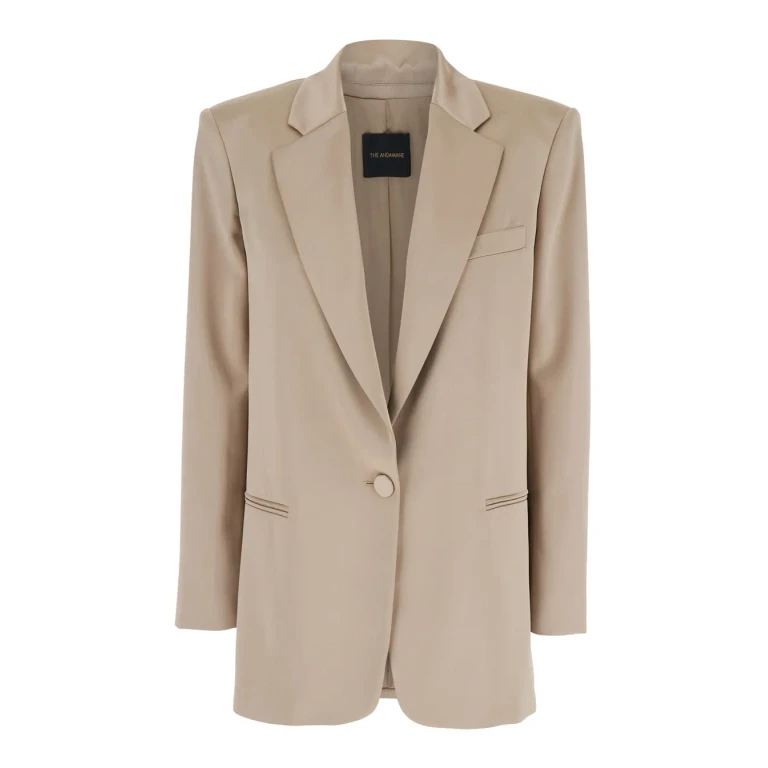 The Andamane guia Beige Single-breasted Jacket With Notched Revers And Shoulder Pads In Wool Blend Stretch Woman