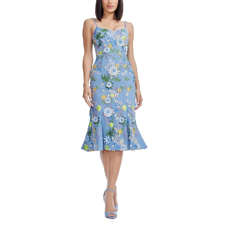 Dress the Population Allona Floral Applique Dress