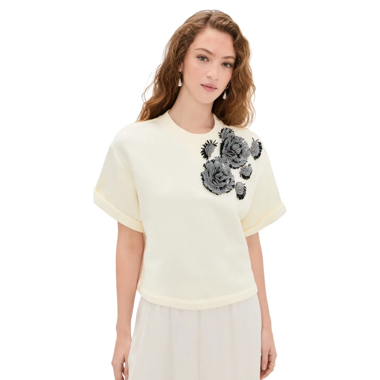 Ulla Johnson Cove Top with Embroidery Creme P