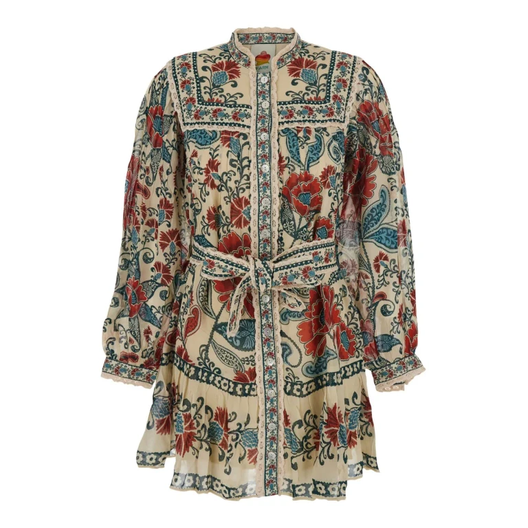 Farm Rio Multicolor Dress With All-over Floral Print In Fabric Woman