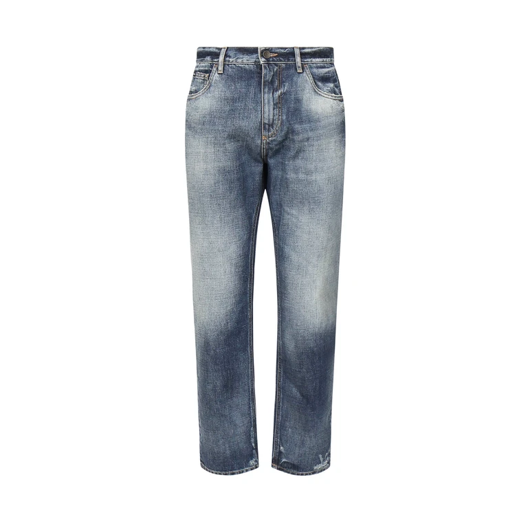 Denim pants with plaque