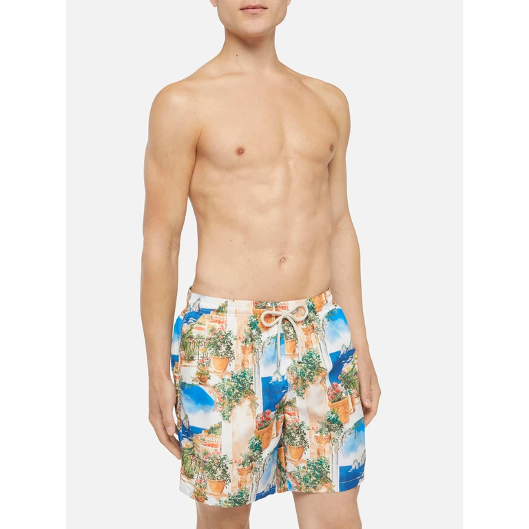Mc2 Saint Barth Lightweight Fabric Swim-Shorts Lighting With Capri View Print Ai Co-Created Design By Rickdick - Powered Red-Eye Sky Swimshort - Men