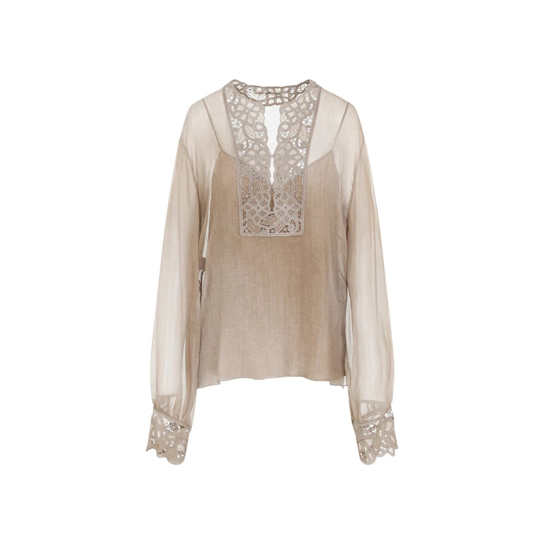 Ermanno Scervino Blouse Brown Silk - Women
