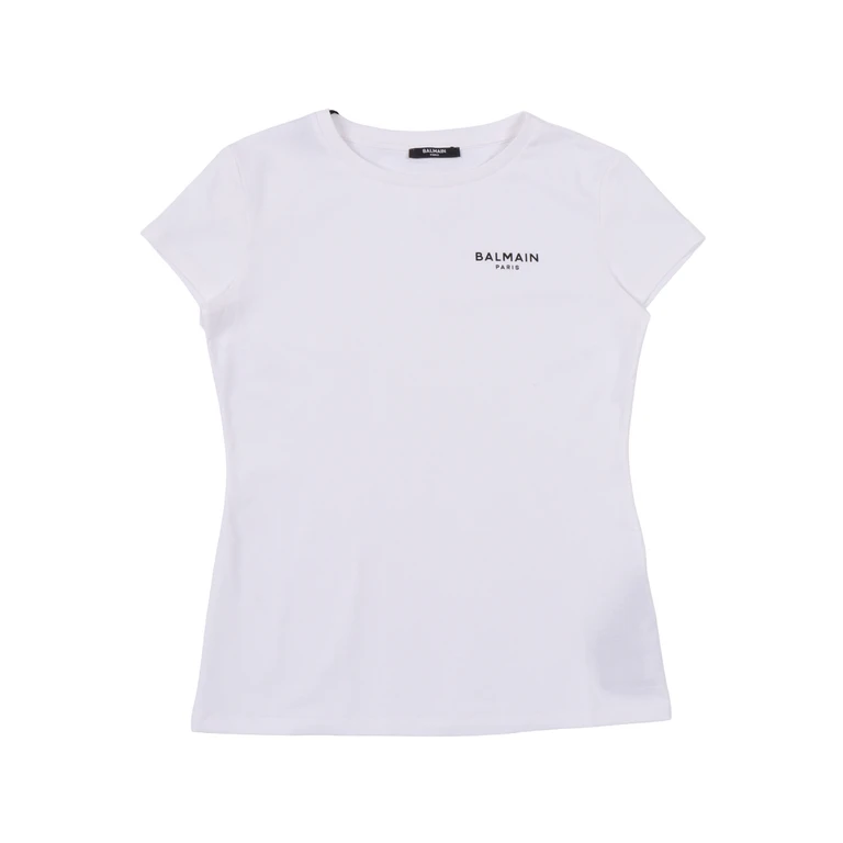 Balmain T-SHIRT-TOP White Cotton Lyocell Short Sleeves T-shirt