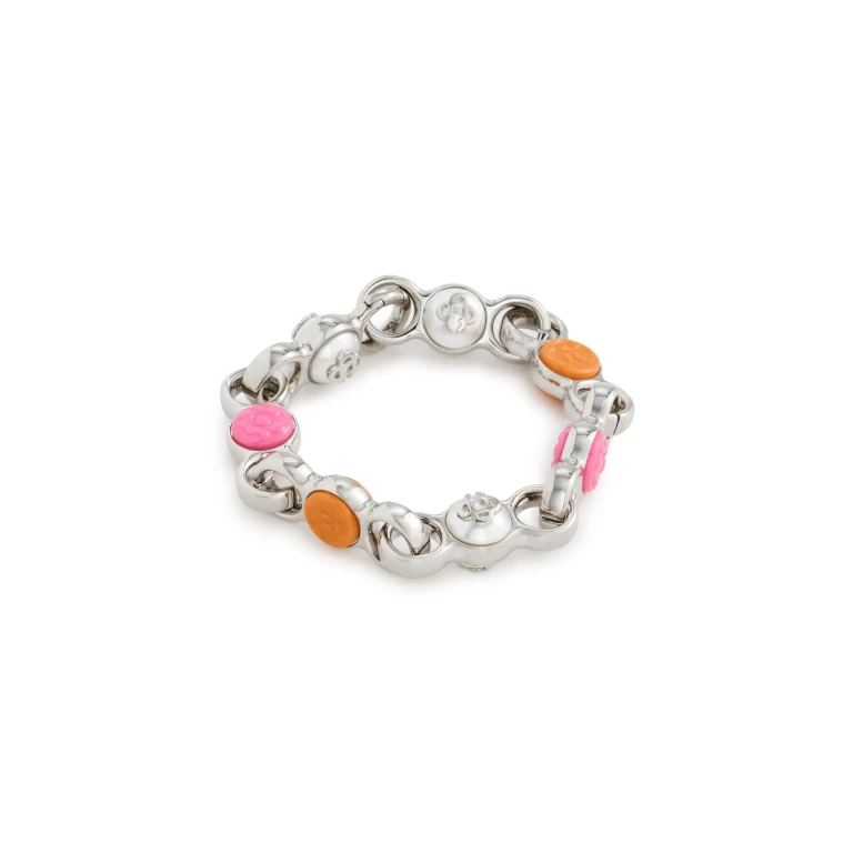 Casablanca Bull Link Chain Bracelet Silver/Orange/Pink One Size