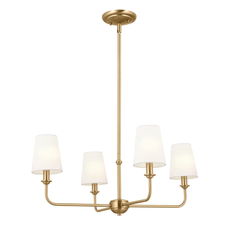 Brushed Natural Brass Four Light Mini Chandelier from the Pallas Collection