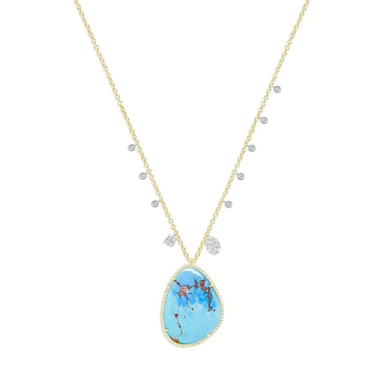 Meira T 14K White & Yellow Gold Turquoise & Diamond Dangle Pendant Necklace, 18-20