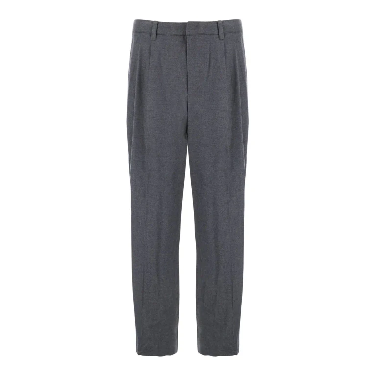 Dunst Grey Tailored Trousers With Front Pleats In Fabric Man