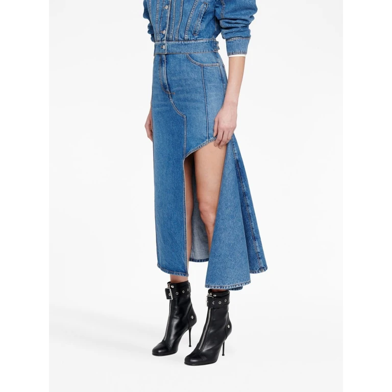 Alexander McQueen Skirts Blue Cotton - Women